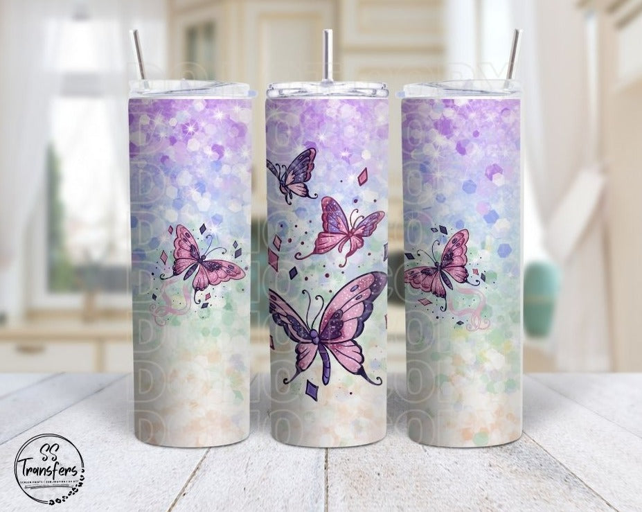 Purple Sparkle Butterfly Sub Tumbler Transfer