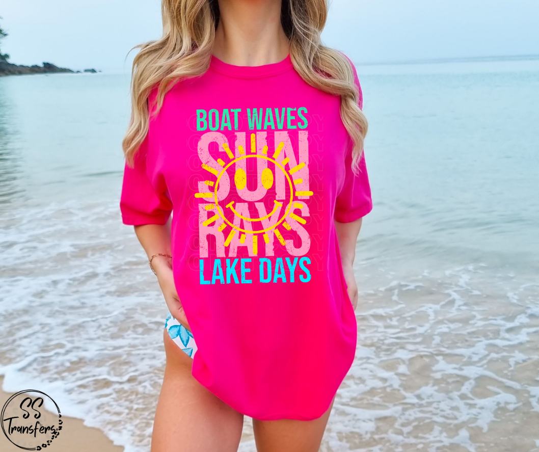 Boat, Sun, Lake DTF Transfer