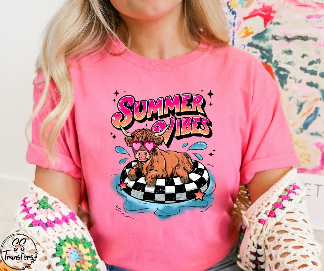 Summer Vibes Cow DTF Transfer