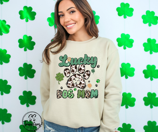 Lucky Dog Mom Cow Print DTF Transfer