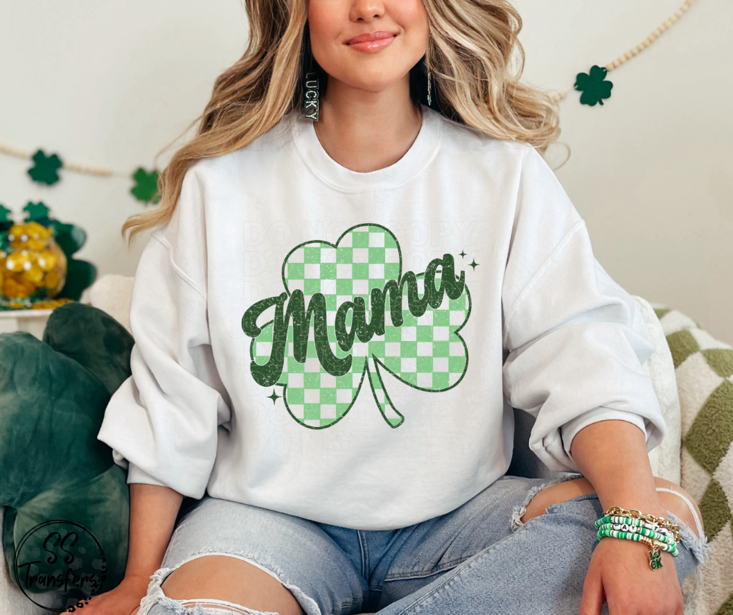 Mama/Mini Checkered Shamrock DTF Transfer