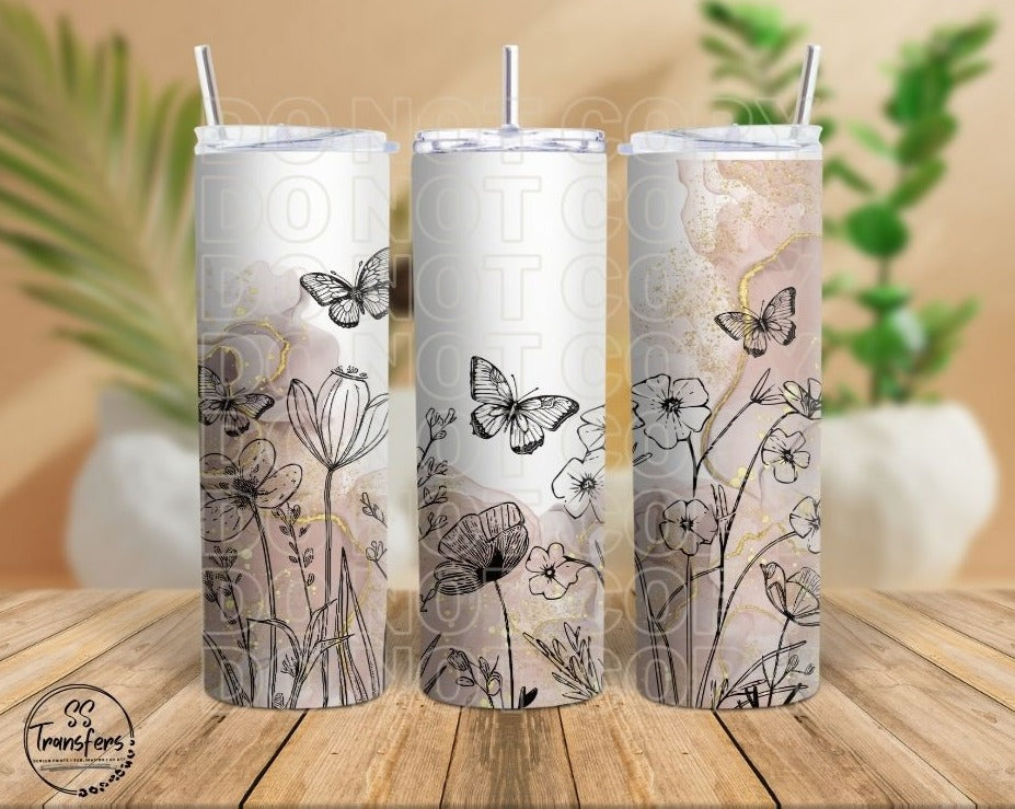 Gold Flakes Butterfly Sub Tumbler Transfer