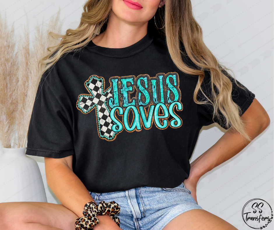 Jesus Saves DTF Transfer