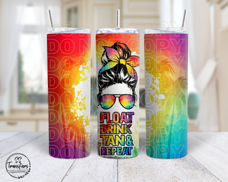 Float Drink Tan & Repeat Sub Tumbler Transfer