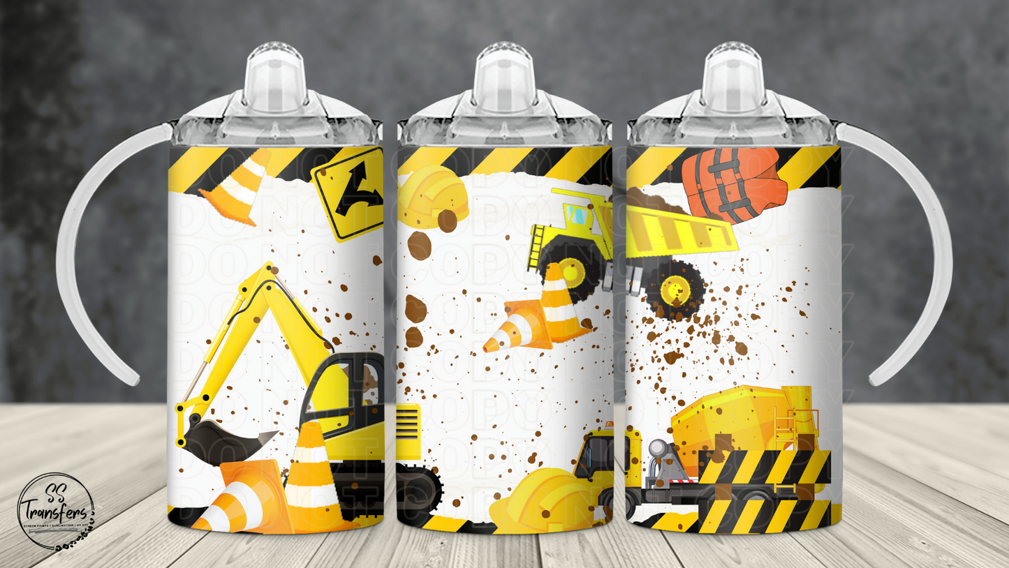 Construction Crew 12oz Sippy/Flip Top Tumbler UV Wrap