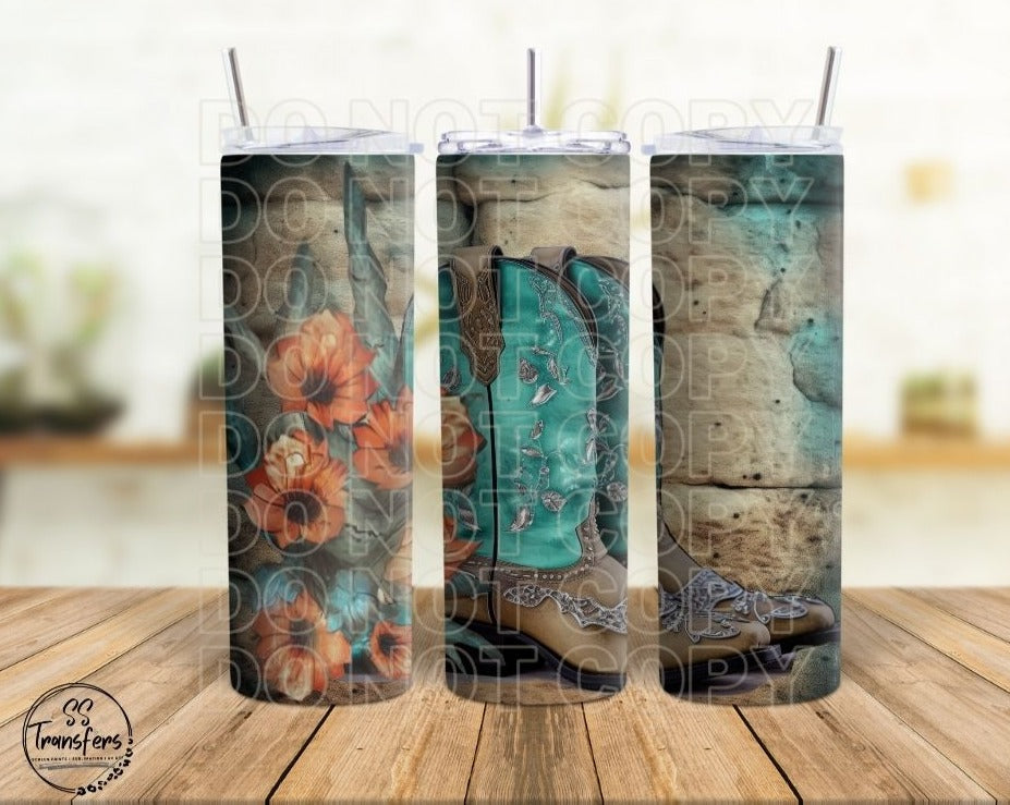 Turquoise Boots Sub Tumbler Transfer