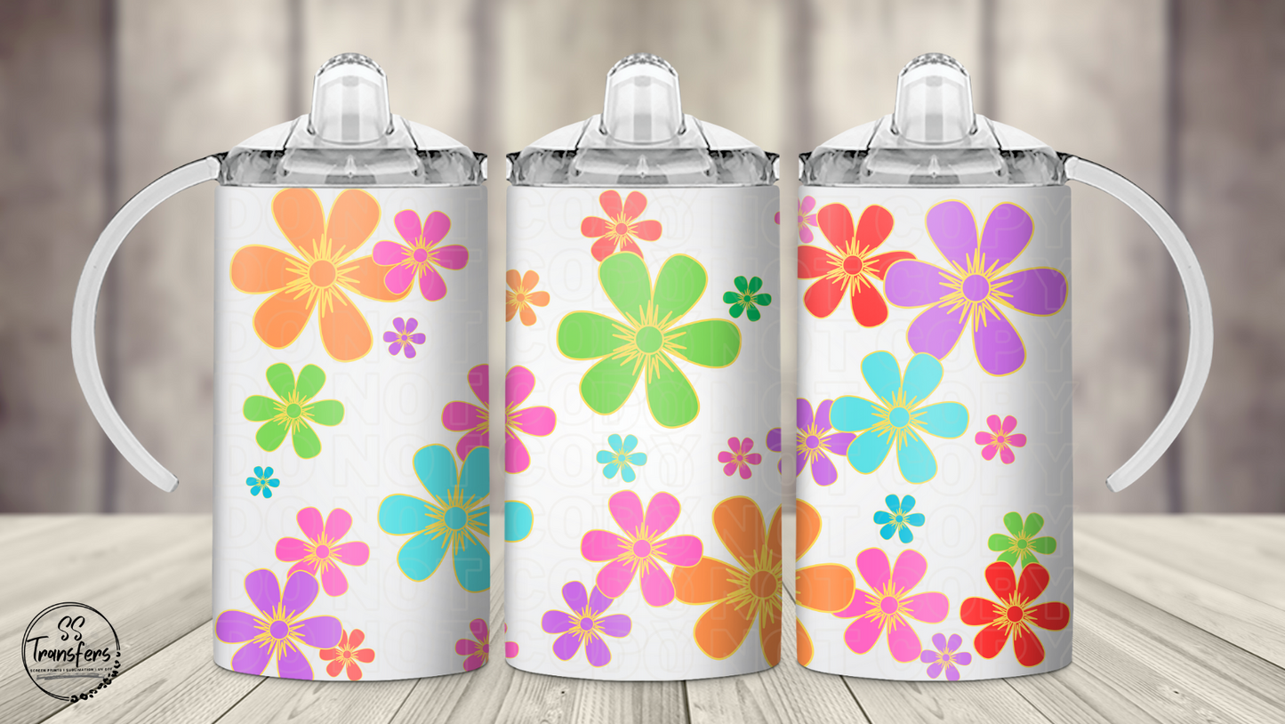 Colorful Flowers 12oz Sippy/Flip Top Tumbler UV Wrap