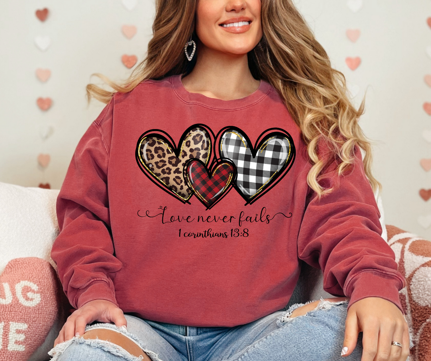 Love Never Fails Hearts DTF Transfer