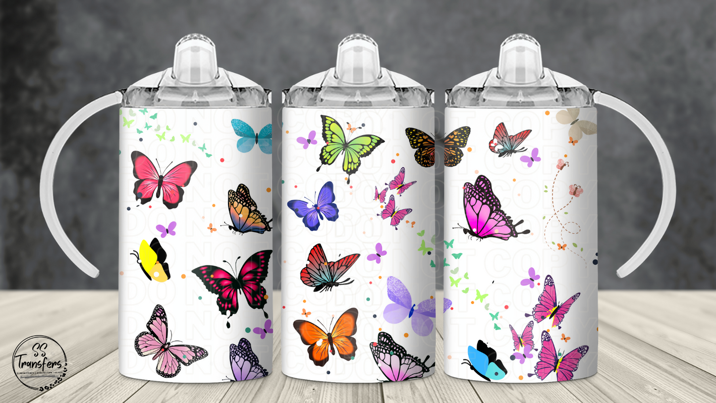 Butterflies 12oz Sippy/Flip Top Tumbler Sublimation Transfer