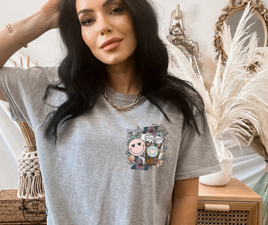 Happy Iced Coffee Pocket DTF Transfer