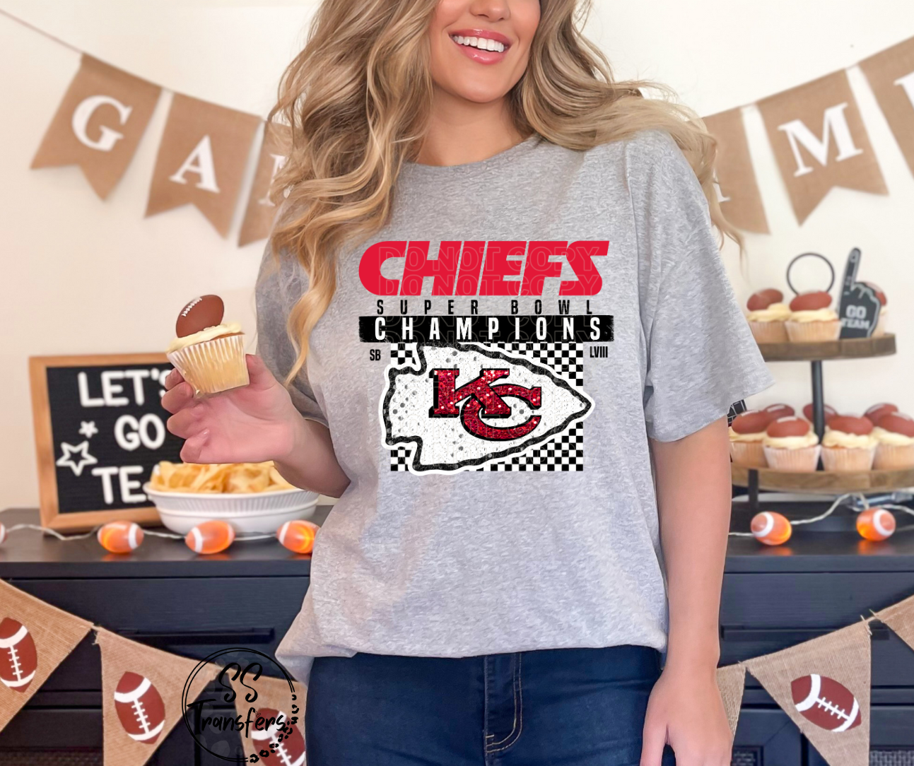 KC Champs Checkered & Glitter DTF Transfer