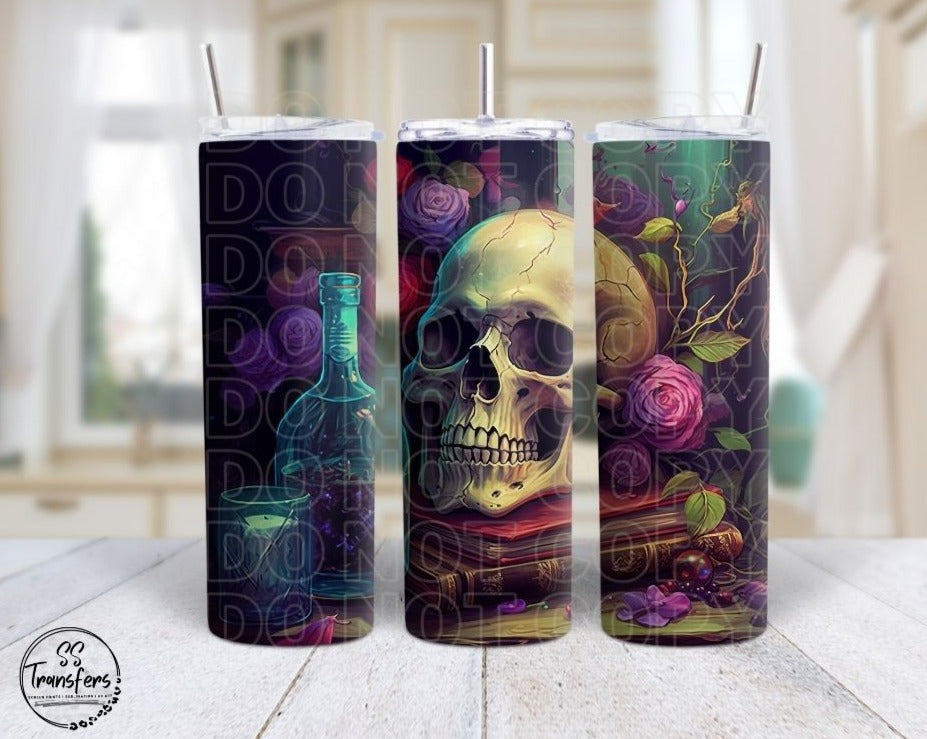 Skull On Books Sub Tumbler Transfer