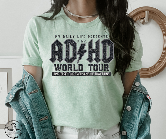 ADHD Black Sparkle DTF Transfer