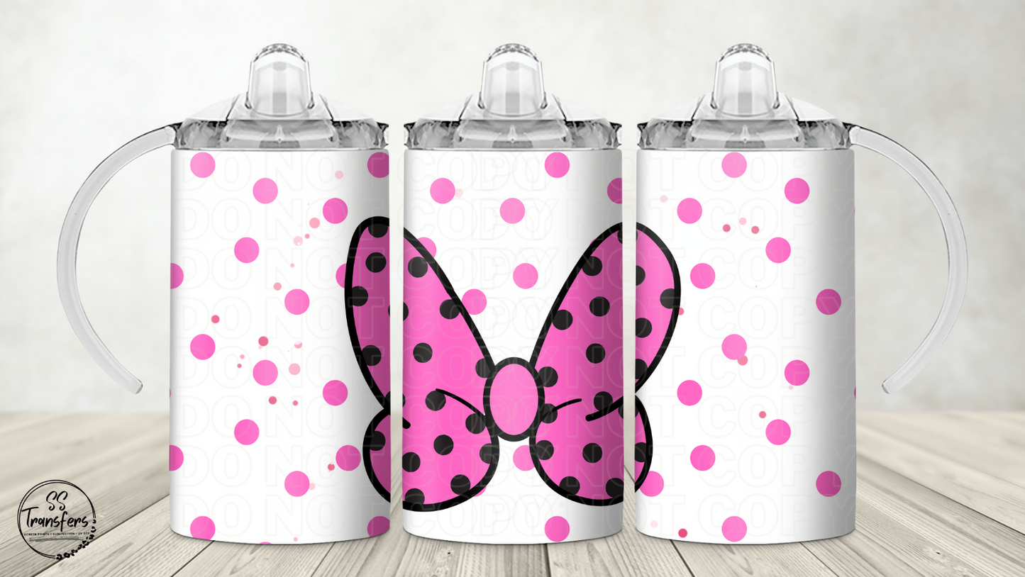 Polka Dot Bow 12oz Sippy/Flip Top Tumbler Sublimation Transfer