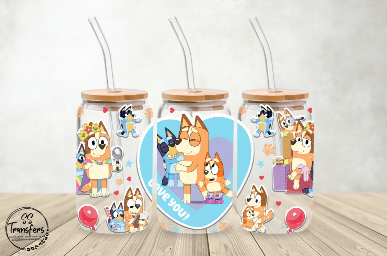 Love You Blue Dog Libbey UV Wrap