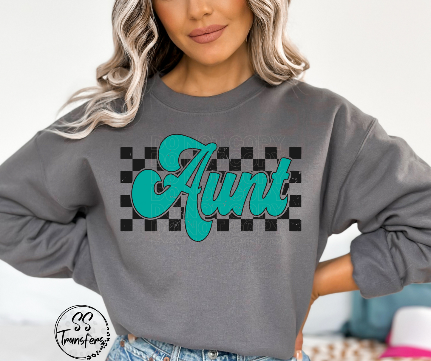 Checkered Aunt (Multiple Colors) DTF Transfer