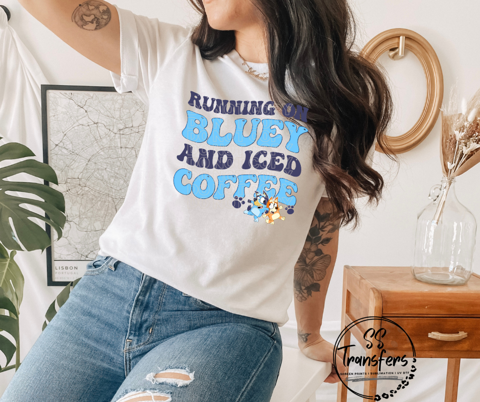 Running on B and Iced Coffee (pocket included) DTF Transfer