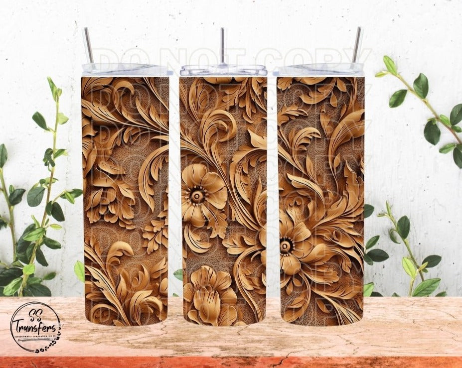 Tooled Floral Sub Tumbler Transfer