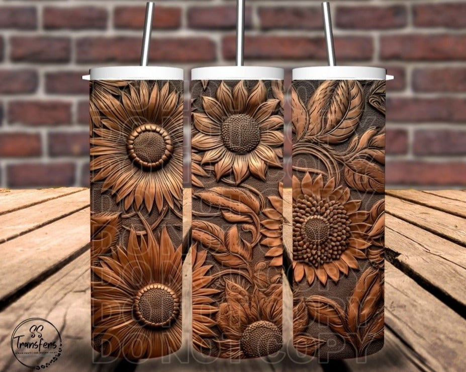 Tooled Sunflowers Sub Tumbler Transfer