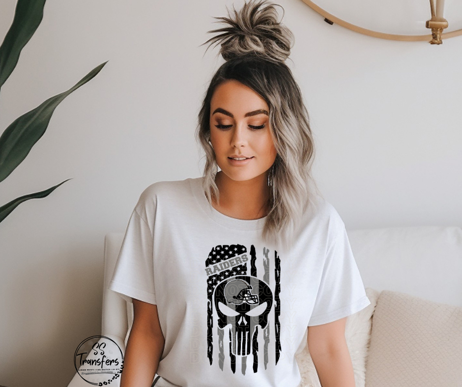 Raiders Flag Skull DTF Transfer