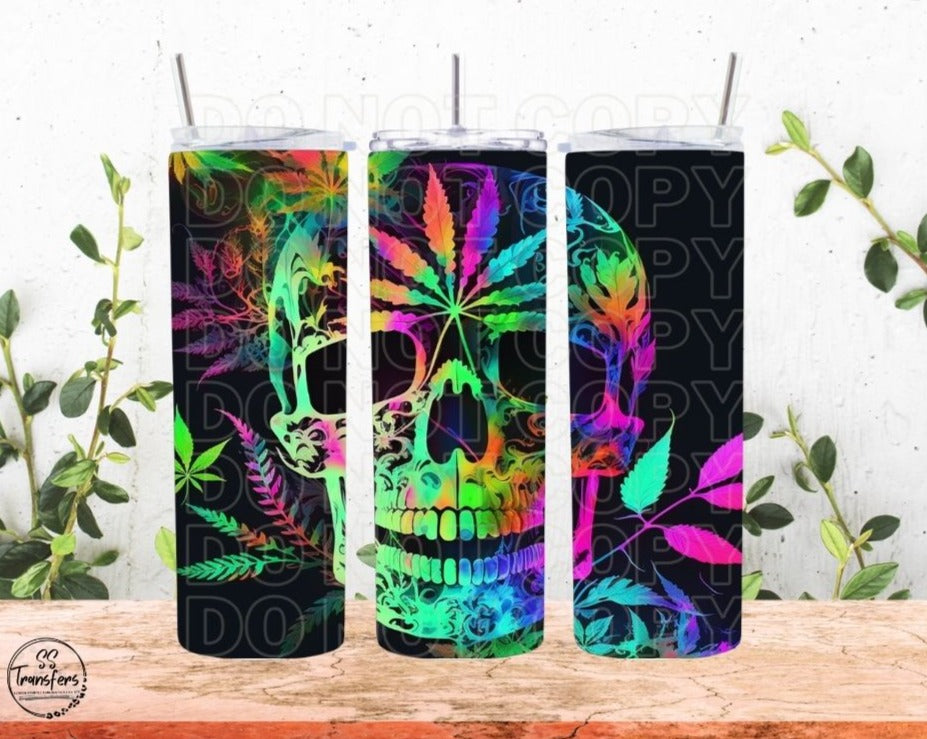 MJ Leaf Neon Skull Sub Tumbler Transfer