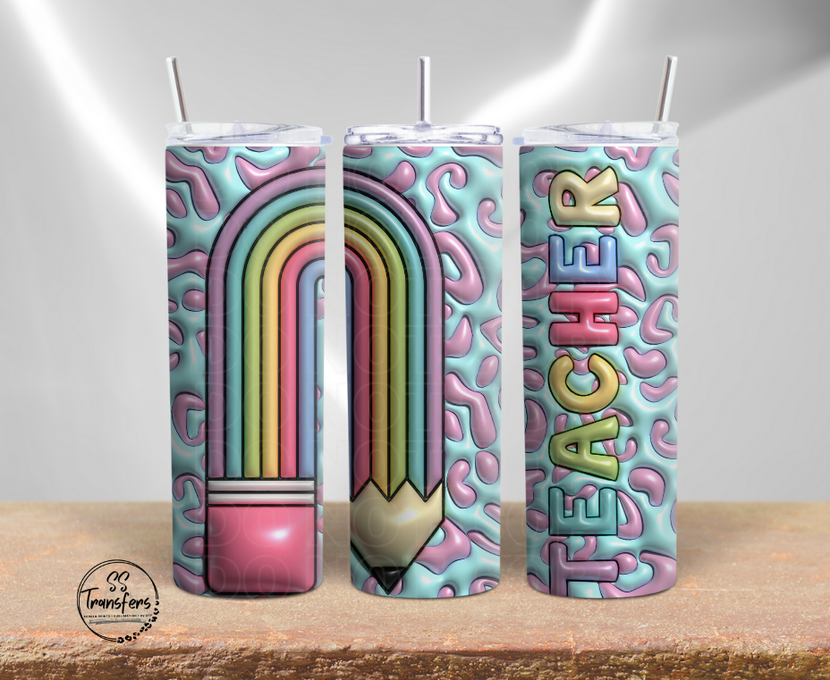 Inflated Teacher Leopard Sub Tumbler Transfer