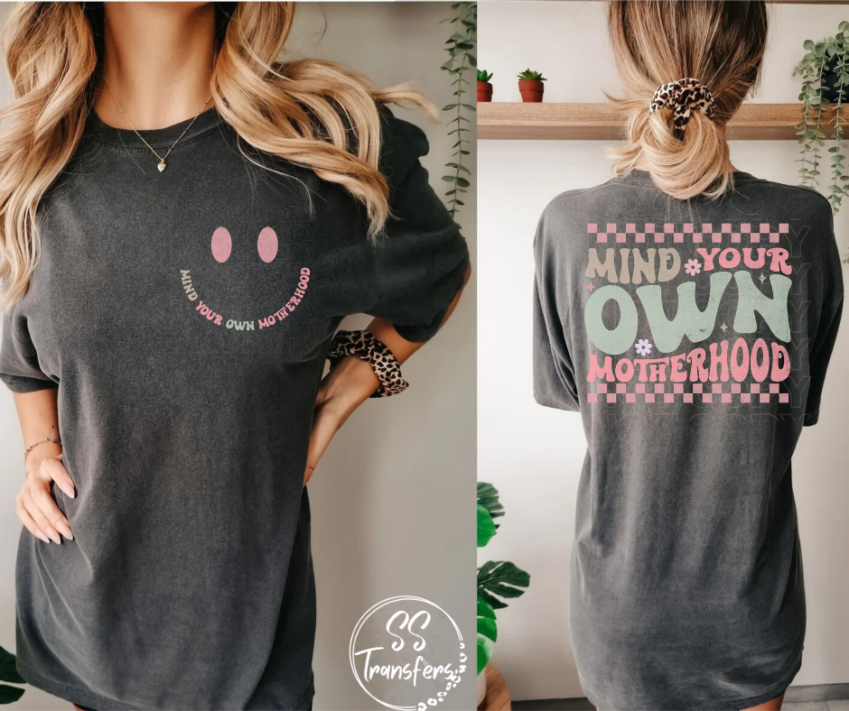 Mind Your Own Motherhood Checkers (Pocket Included) DTF Transfer