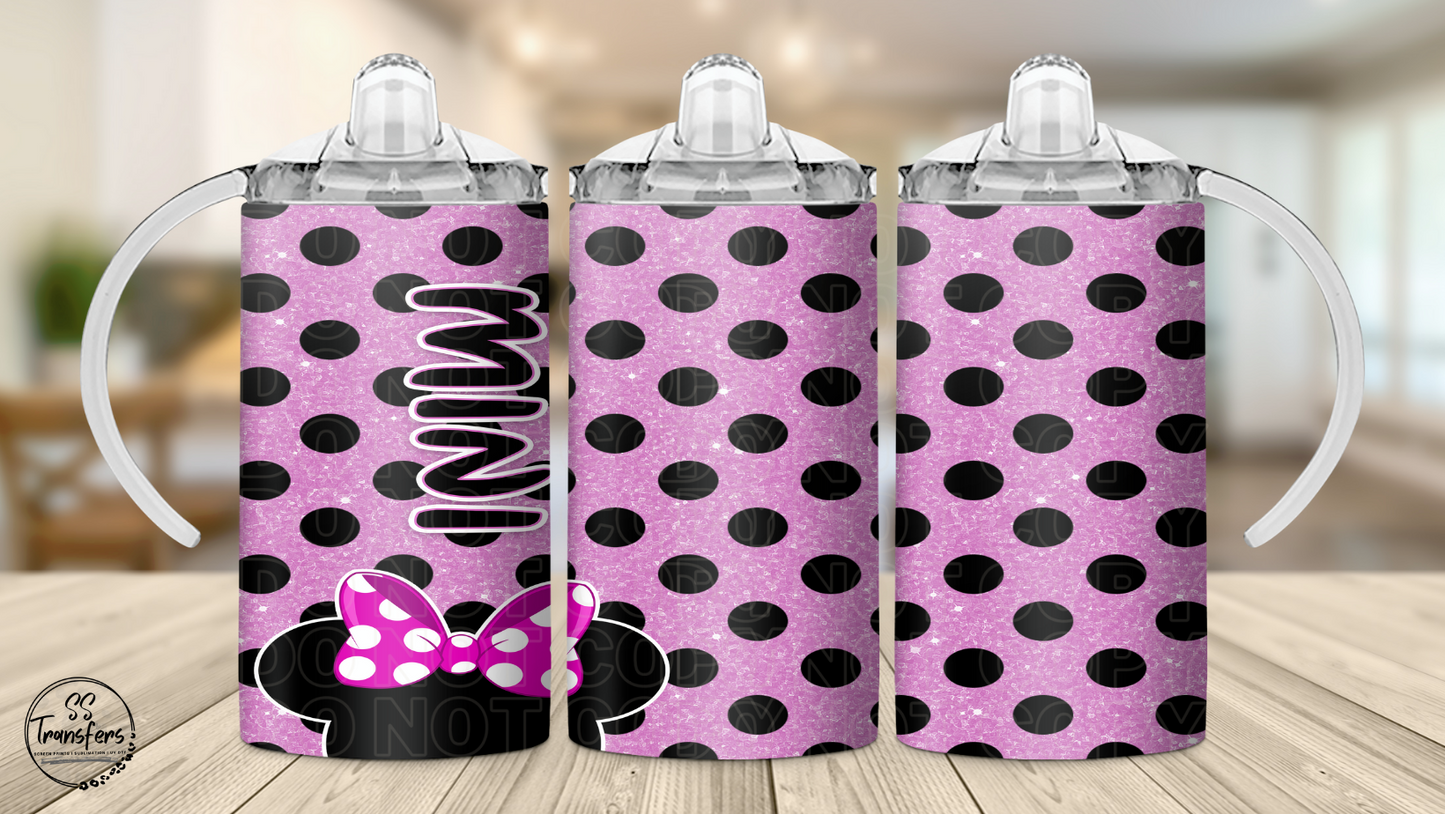 Polka Dot Mini (Multiple Options) 12oz Sippy/Flip Top Tumbler UV Wrap