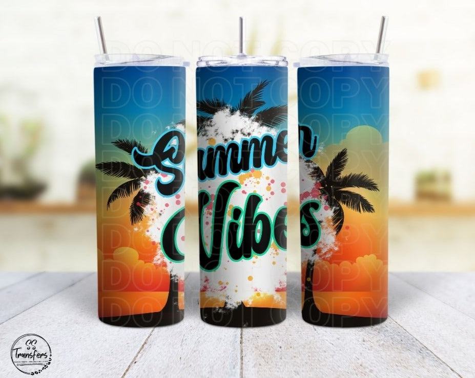 Sunset Summer Vibes Sub Tumbler Transfer