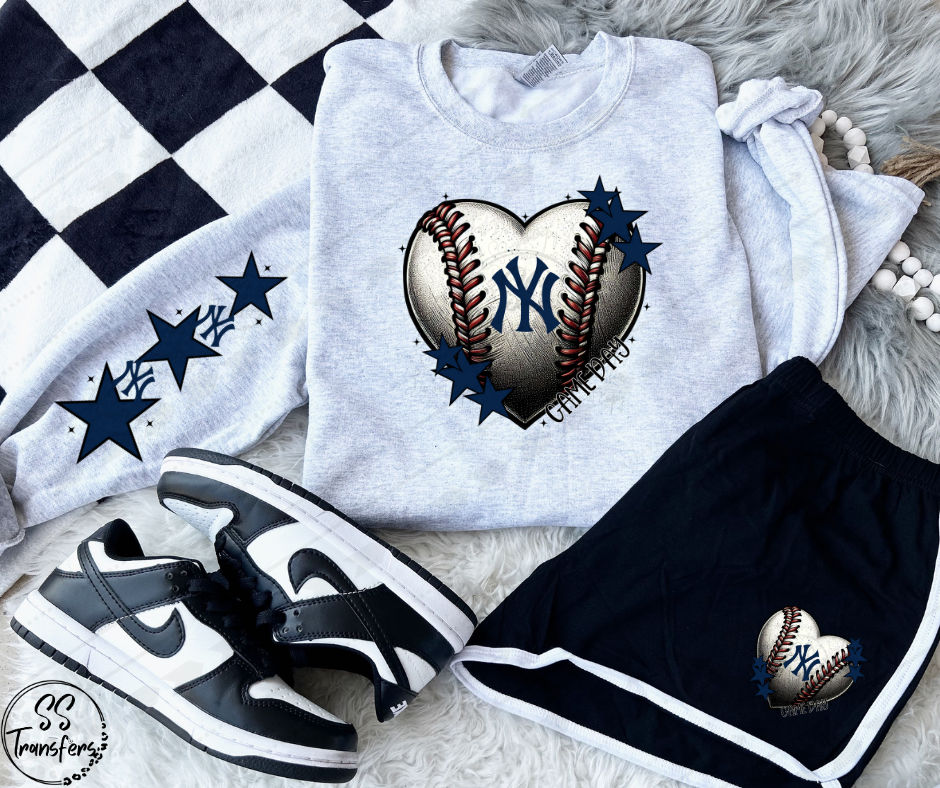 Pro Baseball Heart and Stars (Multiple Choices) DTF Transfer