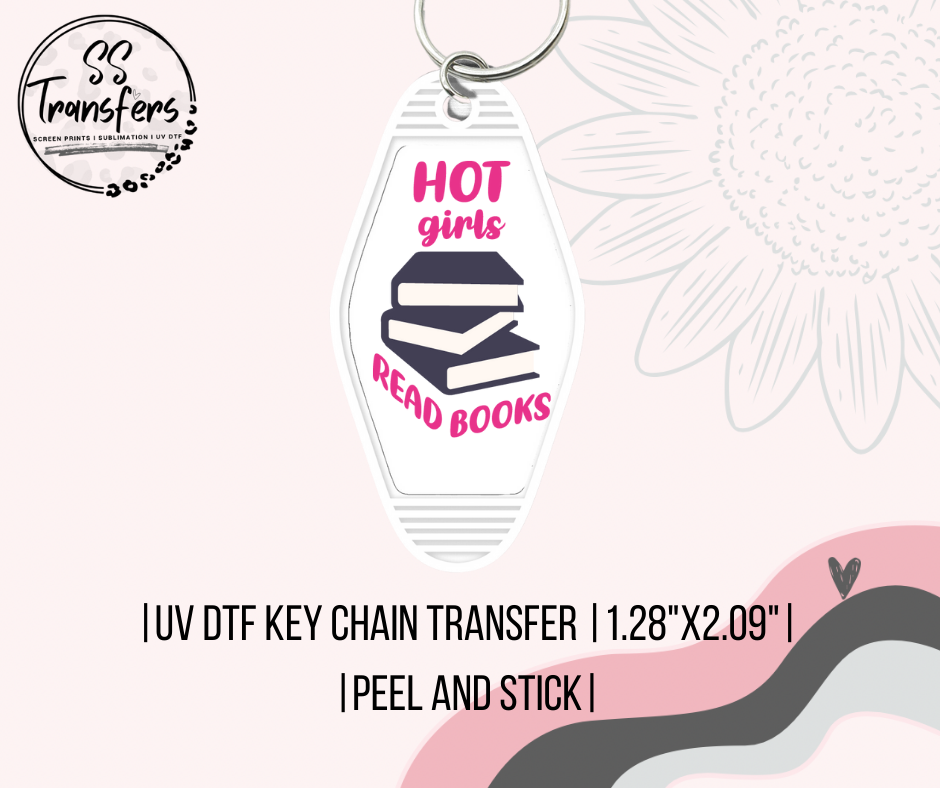 Hot Girls Read Books UV Motel Keychain