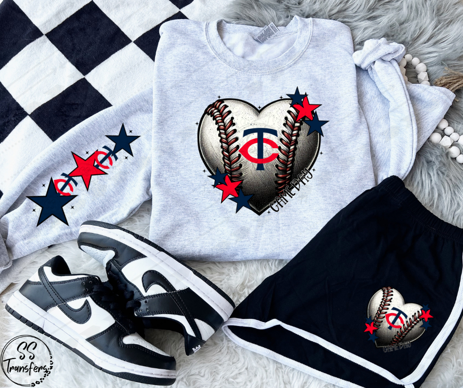 Pro Baseball Heart and Stars (Multiple Choices) DTF Transfer