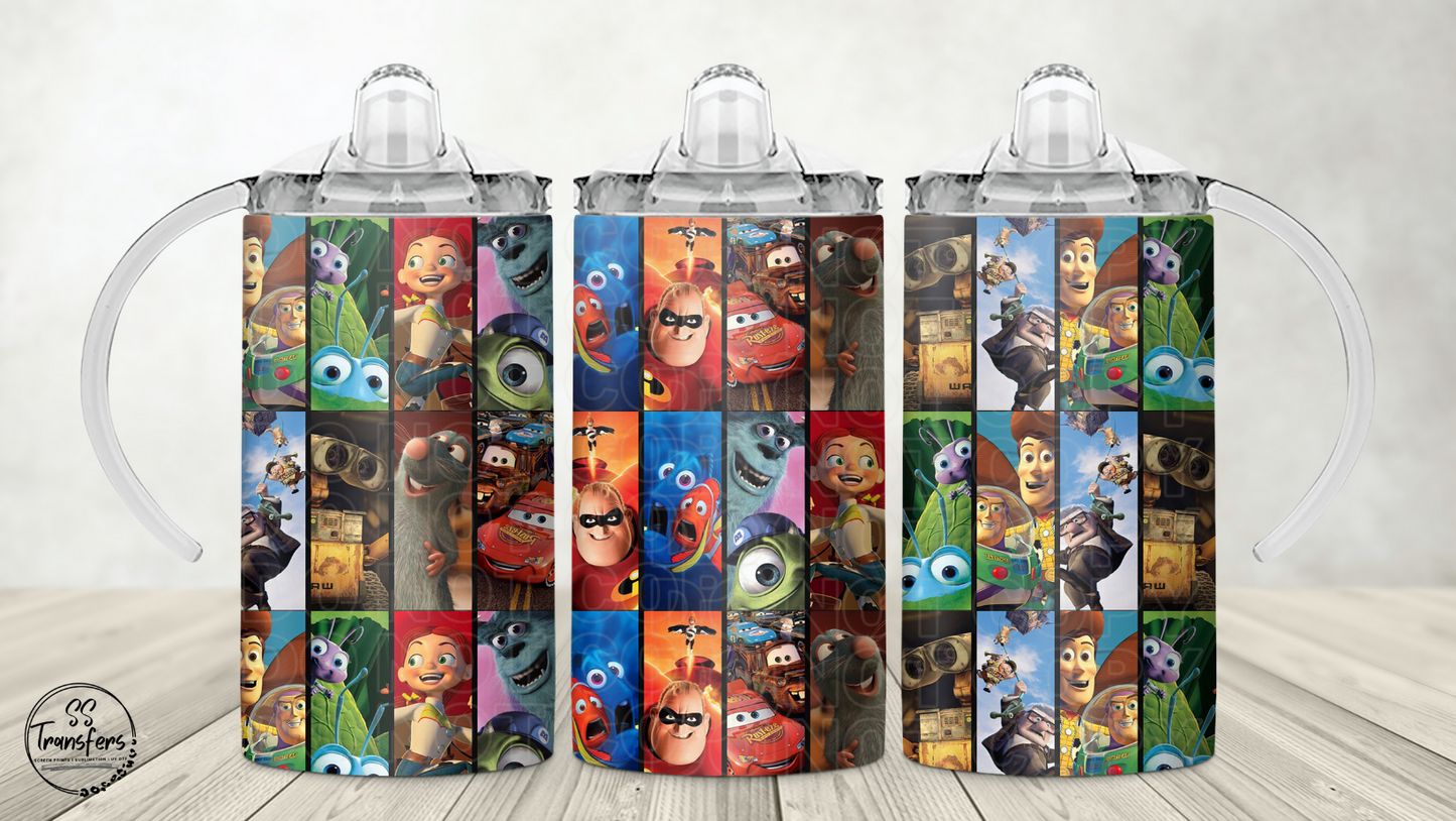 Animated Pictutes (Multiple Options) 12oz Sippy/Flip Top Tumbler Sublimation Transfer