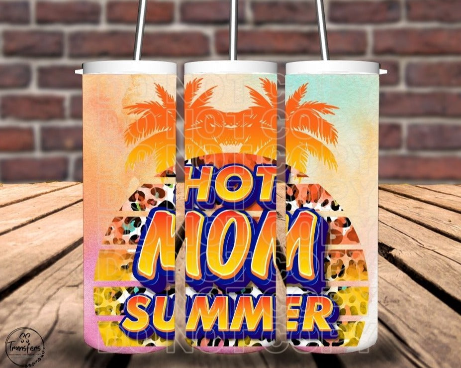 Hot Mom Summer Palm Trees Sub Tumbler Transfer