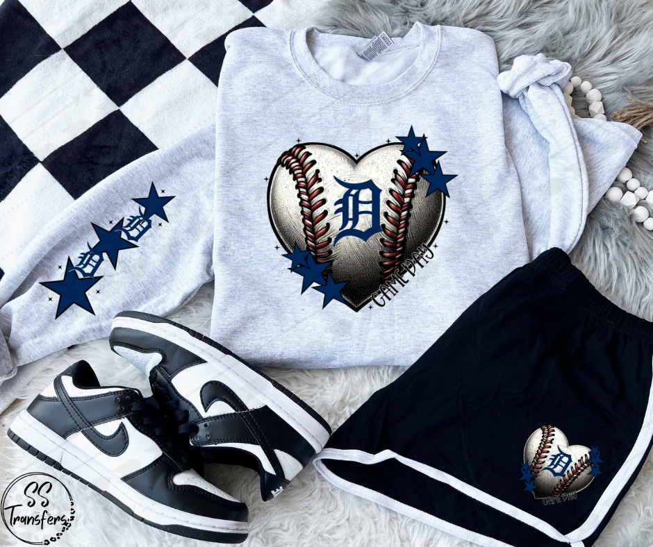 Pro Baseball Heart and Stars (Multiple Choices) DTF Transfer