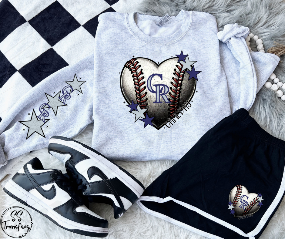 Pro Baseball Heart and Stars (Multiple Choices) DTF Transfer