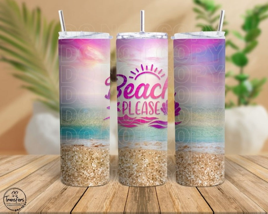 Beach Please Sub Tumbler Transfer