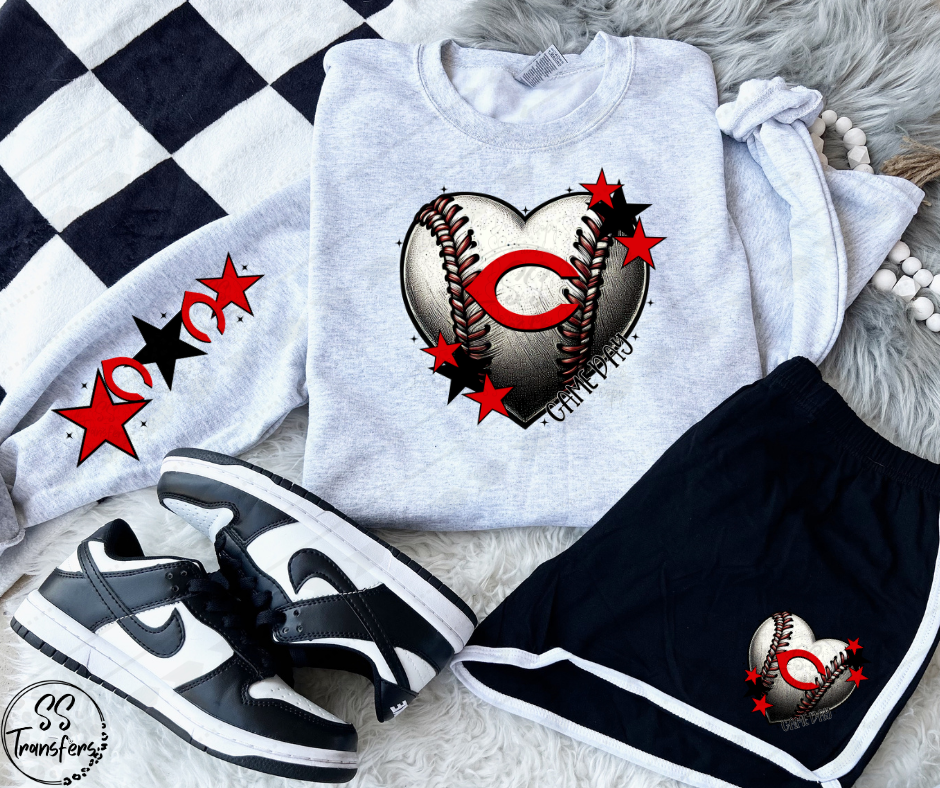 Pro Baseball Heart and Stars (Multiple Choices) DTF Transfer