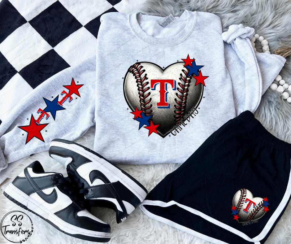 Pro Baseball Heart and Stars (Multiple Choices) DTF Transfer