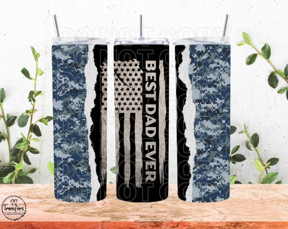 Camo Best Dad Ever Sub Tumbler Transfer