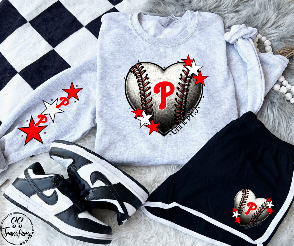 Pro Baseball Heart and Stars (Multiple Choices) DTF Transfer