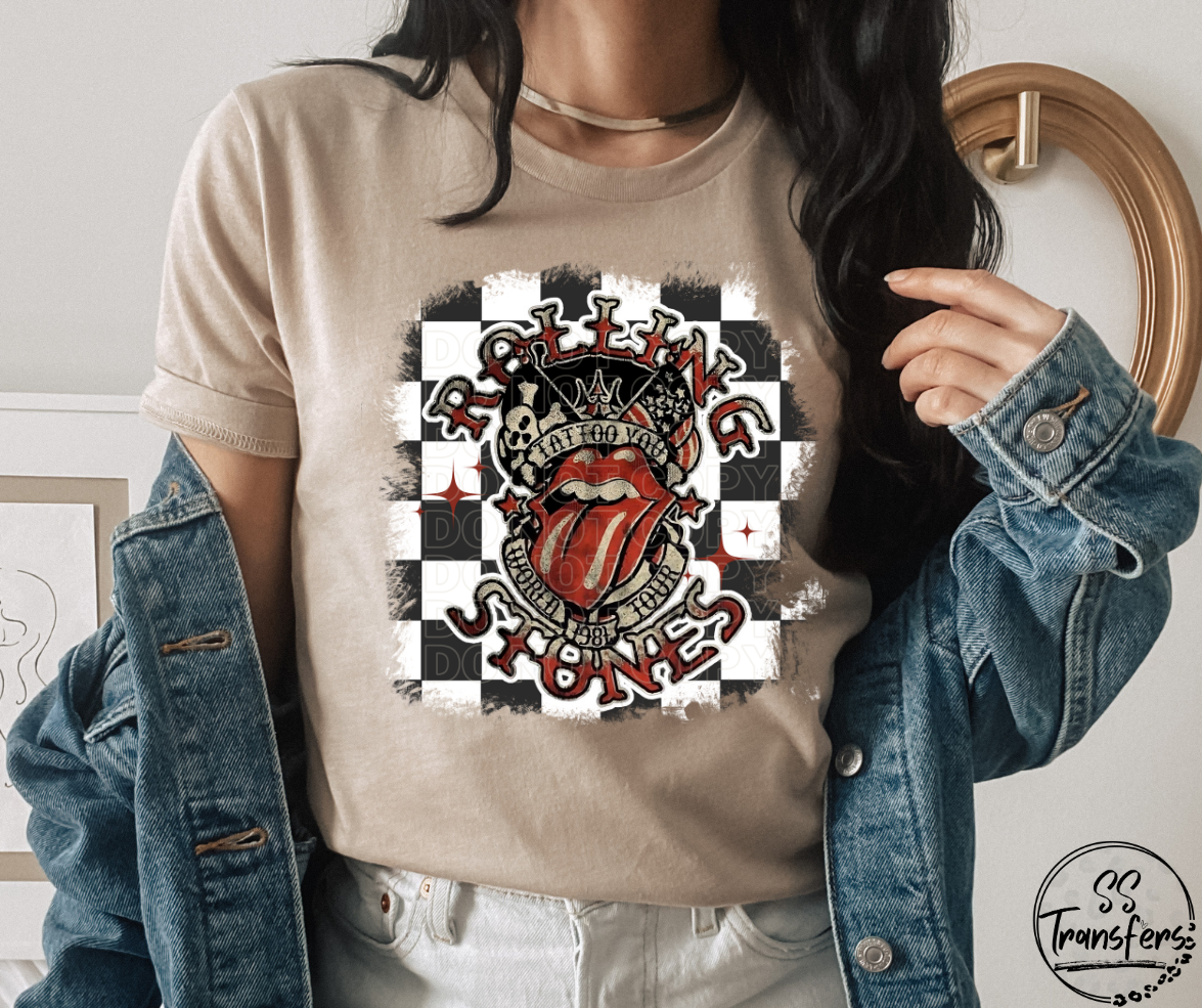 Checkered Stones DTF Transfer