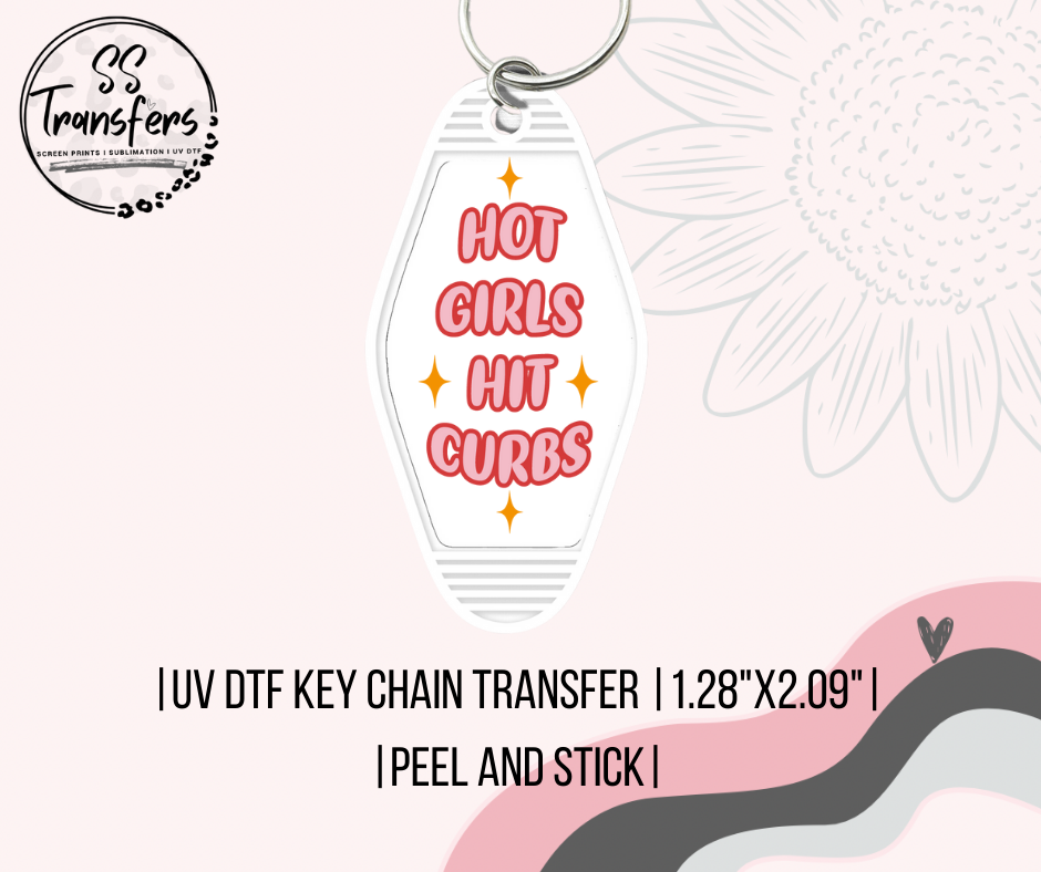 Hot Girls Hit Curbs UV Motel Keychain