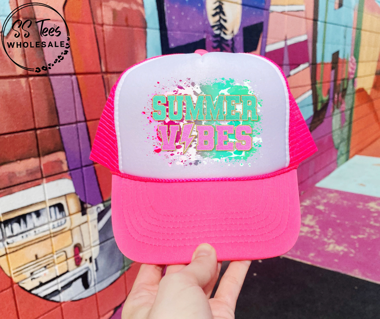 Summer Vibes Faux Chenille Foam Trucker Hat