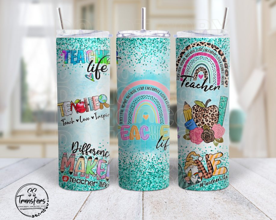 Teacher Life Collage Sub Tumbler Transfer