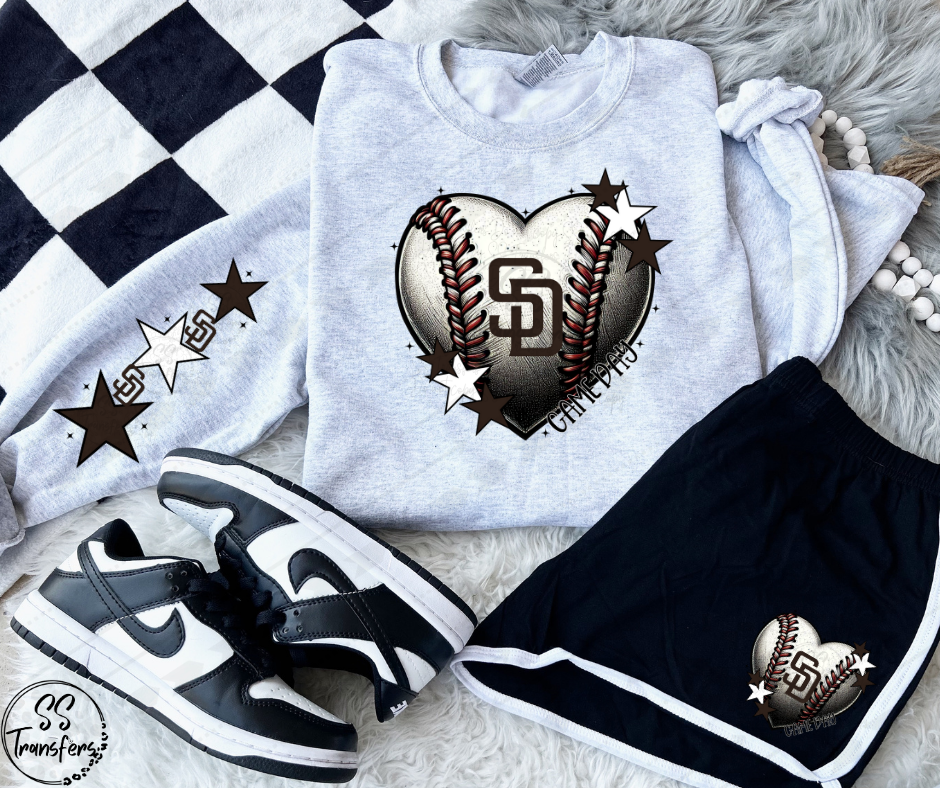 Pro Baseball Heart and Stars (Multiple Choices) DTF Transfer