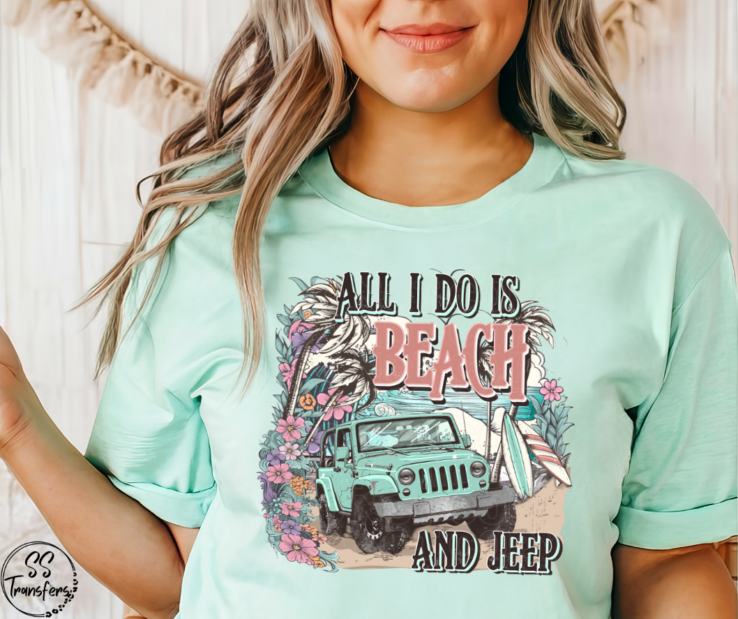 Beach and Jeep DTF Transfer