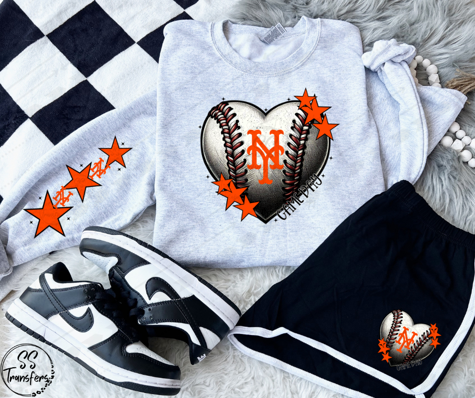 Pro Baseball Heart and Stars (Multiple Choices) DTF Transfer