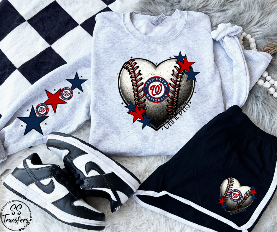 Pro Baseball Heart and Stars (Multiple Choices) DTF Transfer