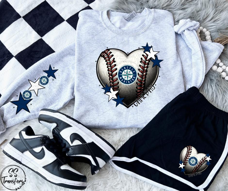 Pro Baseball Heart and Stars (Multiple Choices) DTF Transfer
